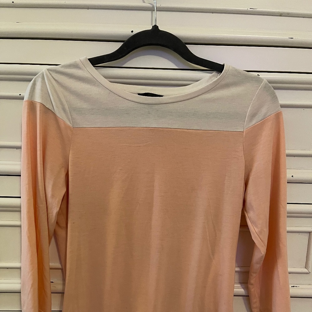 Peach and White long sleeve blouse from the limited size: small
